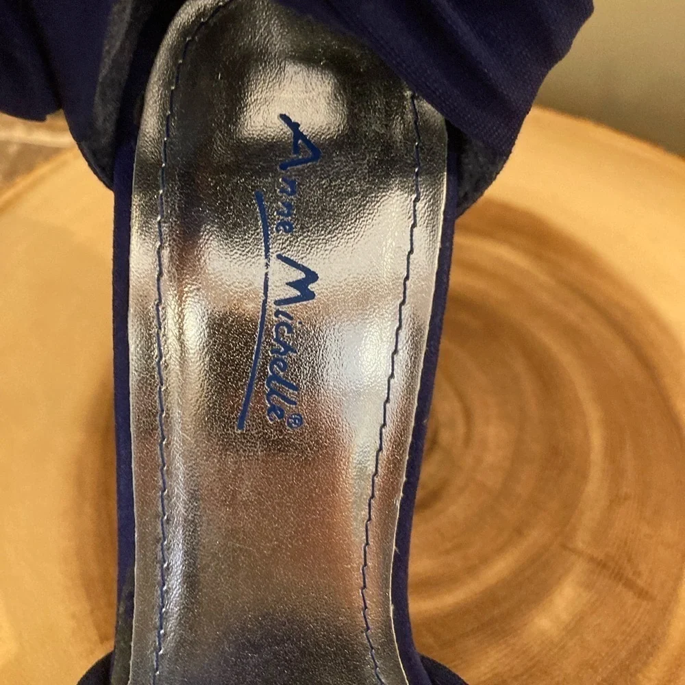 Anne Michelle Girltalk Royal Blue Fabric Ankle Strap High Heels Women Sz 7.5 New